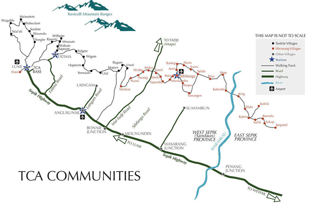 Map of TCA communities across the Torricelli Mountain Range