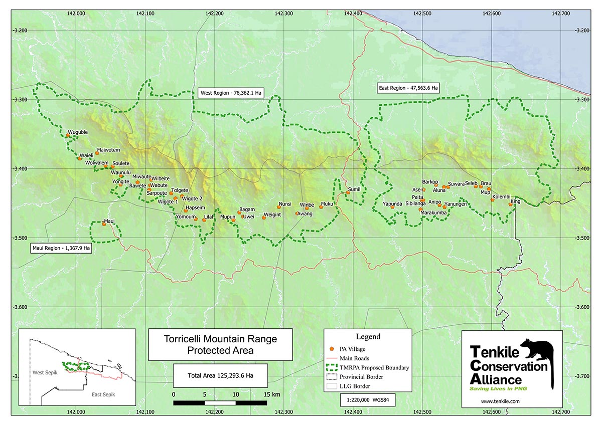 The proposed Torricelli Mountain Range Protected Area